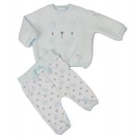 H13528: Baby Boys Bear Quilted 2 Piece Outfit (0-9 Months)